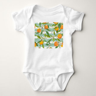 Orange Fruits Floral: Seamless Vintage. Baby Bodysuit