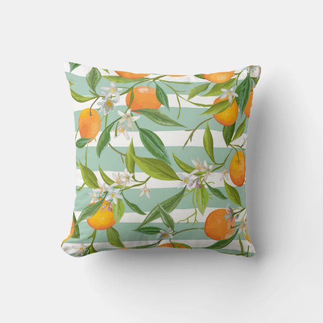 Orange Fruits Floral: Seamless Vintage. Cushion (Front)