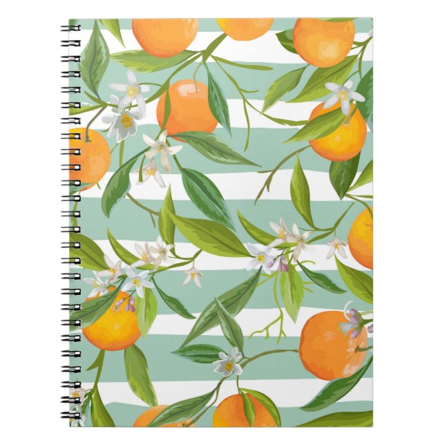 Orange Fruits Floral: Seamless Vintage. Notebook (Front)