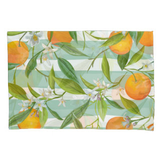 Orange Fruits Floral: Seamless Vintage. Pillowcase