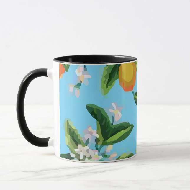 Orange Fruits Florest Mug (Left)