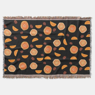 Orange Fruits Slices & Cinnamon Throw Blanket