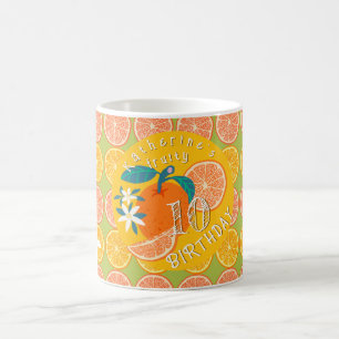 Orange Fruity 10th Birthday Green Coffee Mug