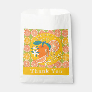 Orange Fruity 10th Birthday Green Favour Bags