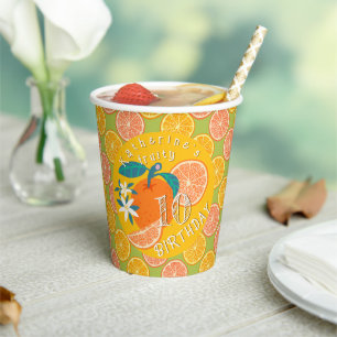Orange Fruity 10th Birthday  Paper Cups