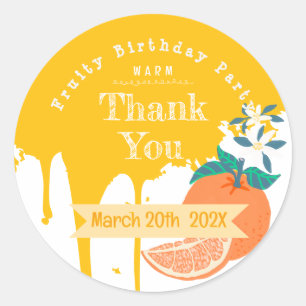 Orange Fruity Birthday Thank You Sticker