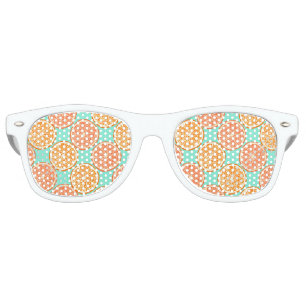 Orange Fruity Teal Blue White Retro Sunglasses