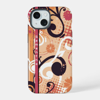 Orange Frutiger Metro Floral iPhone 15 Case