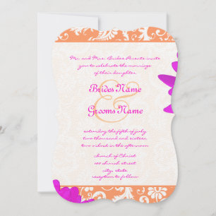 Orange & Fuchsia Gerber Daisy Wedding Invitation