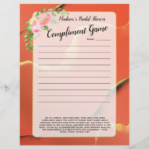 Orange Fun Bridal Shower Icebreaker 💕 5 Word Game