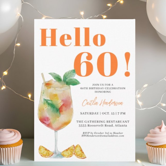  Orange Fun Drink 60th Birthday Invitation (Creator Uploaded)