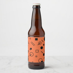 Orange, fun, trendy, geometric Memphis graphic Beer Bottle Label