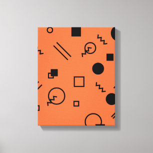Orange, fun, trendy, geometric Memphis graphic Canvas Print