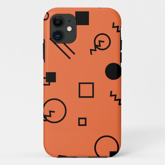 Orange, fun, trendy, geometric Memphis graphic Case-Mate iPhone Case (Back)