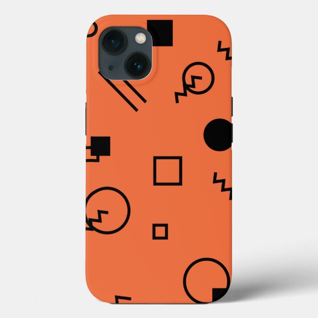 Orange, fun, trendy, geometric Memphis graphic Case-Mate iPhone Case (Back)