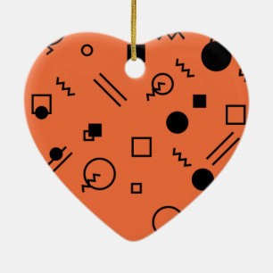 Orange, fun, trendy, geometric Memphis graphic Ceramic Tree Decoration