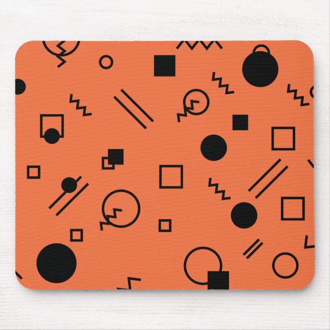 Orange, fun, trendy, geometric Memphis graphic Mouse Pad (Front)