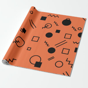 Orange, fun, trendy, geometric Memphis graphic Wrapping Paper