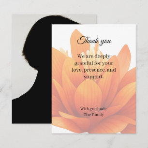 Orange funeral thank you card with photo