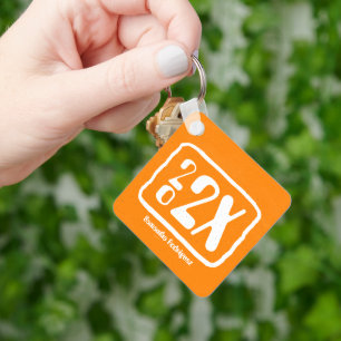 Orange Funky Class Year Keychain