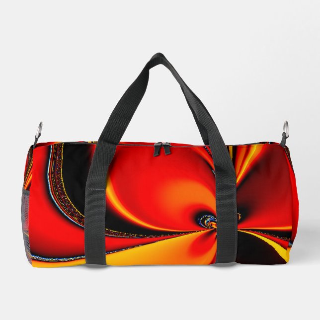 Orange Fury Fractal  Duffle Bag (Back)