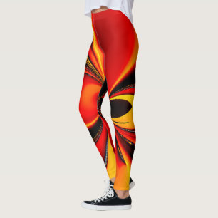 Orange Fury Fractal  Leggings
