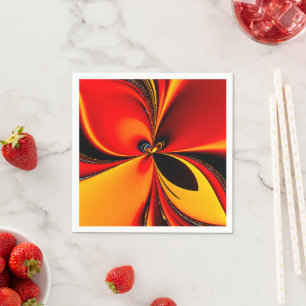 Orange Fury Fractal  Napkin