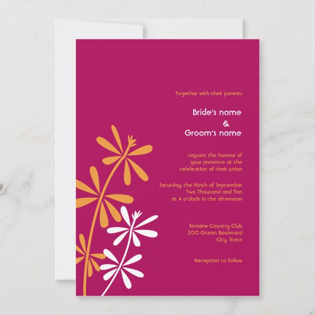 Orange & Fuschia Wedding Invitations (Front)