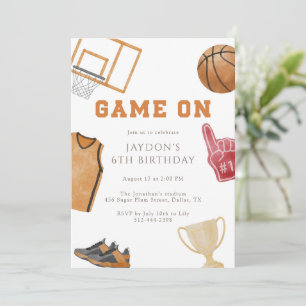 Orange Game On Basketball Birthday Jersey  Invitation