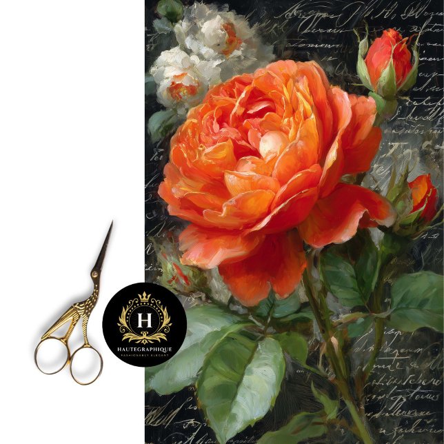 Orange Garden Rose Decoupage Tissue Paper (Decoupage Serving Trays for Tea Parties & Brunches.
)