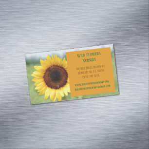 Orange Gardener Landscaper Florist Sunflower Magnetic Business Card
