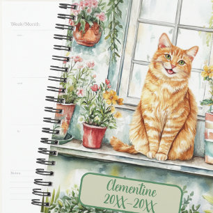 Orange Gardening Cat Undated Appointment Book Planner