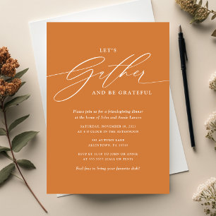 Orange Gather and Be Grateful Friendsgiving Invitation