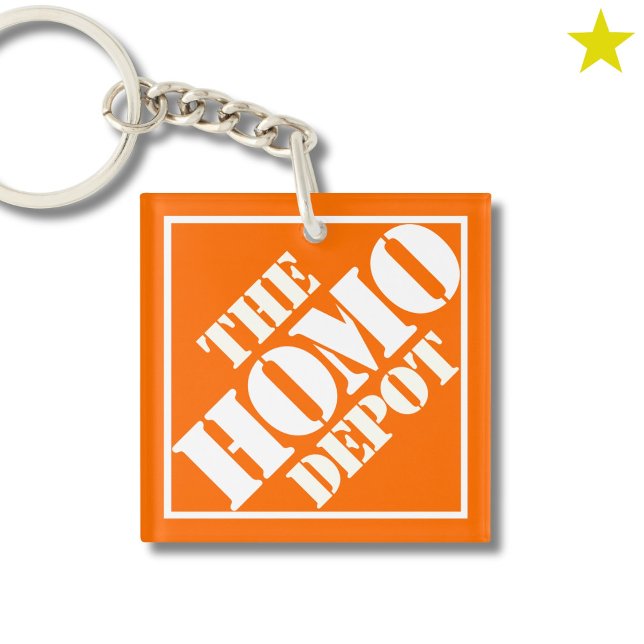 Orange Gay Homo Depot Stencil LGBTQ Funny Phrase Key Ring (Creator Uploaded)