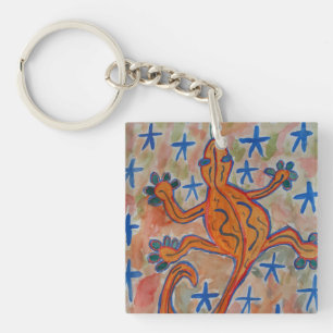 Orange Gecko Acrylic Key Ring