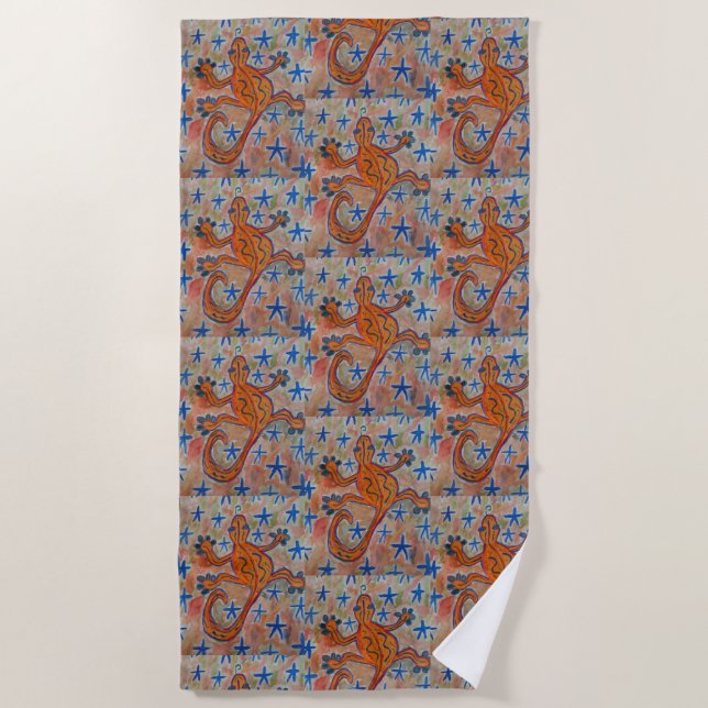Orange Gecko Beach Towel (Front)