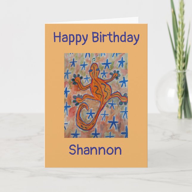 Orange Gecko Birthday Card (Front)