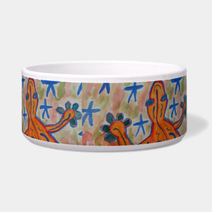 Orange Gecko Ceramic Pet Bowl