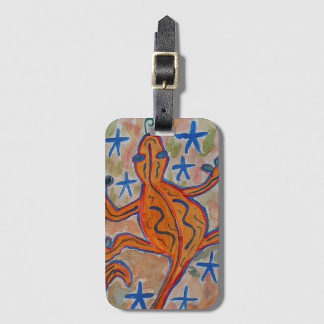 Orange Gecko Luggage Tag (Front Vertical)