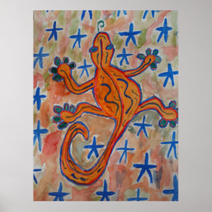 Orange Gecko Poster