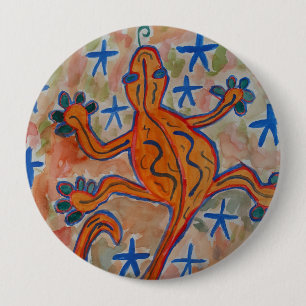 Orange Gecko Round Badge