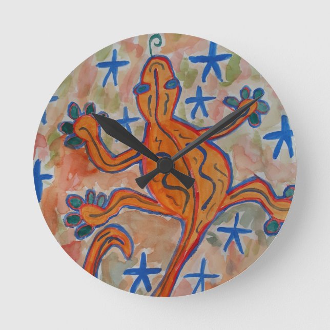 Orange Gecko Round Clock (Front)