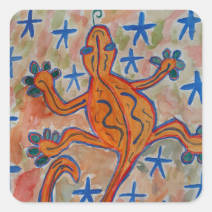 Orange Gecko Square Sticker