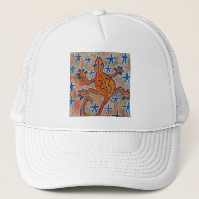 Orange Gecko  Trucker Hat (Front)