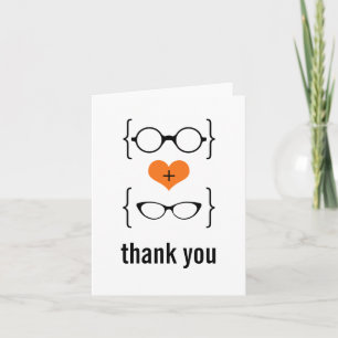 Orange Geeky Glasses Thank You Card