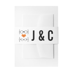 Orange Geeky Glasses Wedding Belly Bands Invitation Belly Band