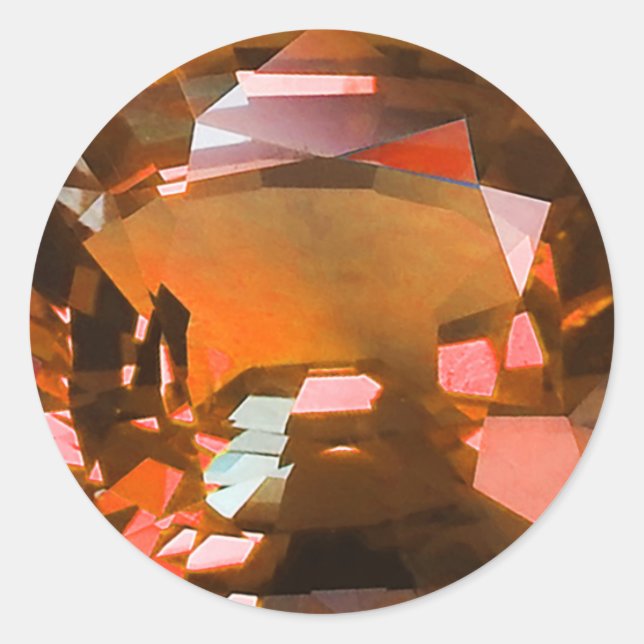 Orange Gem Classic Round Sticker (Front)
