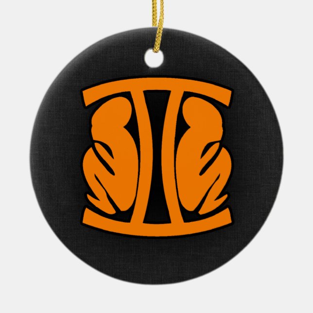 Orange Gemini Ceramic Tree Decoration (Front)