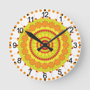 Orange Geometric Circle Mandala-70250 Round Clock