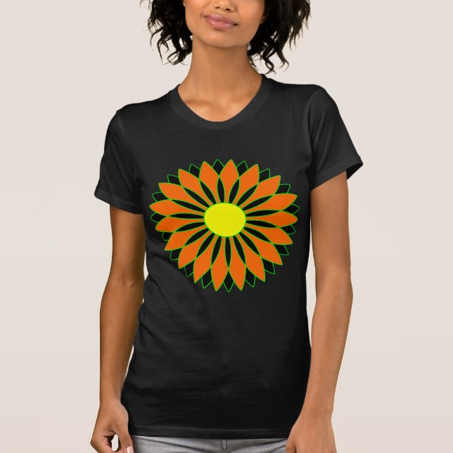Orange Geometric flower Mandala - Customised T-Shirt (Front)